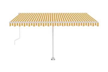 Automatisk markise med vindsensor og LED 450x350 cm - Gul - Hagemøbler - Solbeskyttelse - Markiser - Balkongmarkise