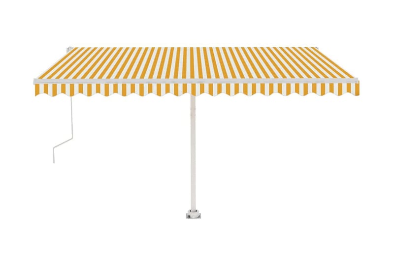 Automatisk markise med vindsensor og LED 450x350 cm - Gul - Hagemøbler - Solbeskyttelse - Markiser - Balkongmarkise