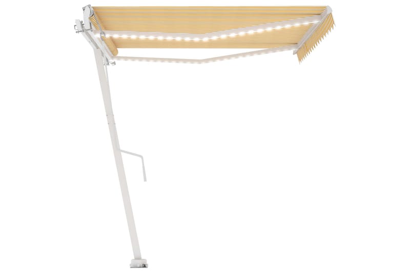 Automatisk markise med vindsensor og LED 450x350 cm - Gul - Hagemøbler - Solbeskyttelse - Markiser - Balkongmarkise