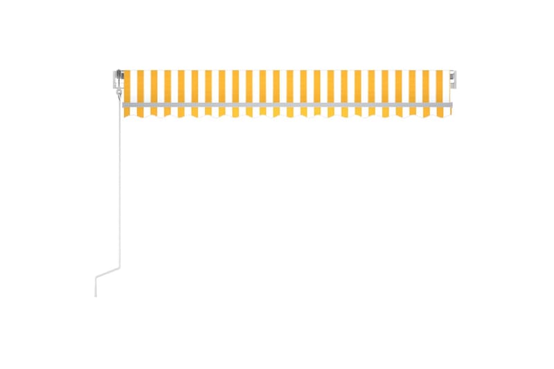 Automatisk markise med vindsensor og LED 450x350 cm gul/hvit - Gul - Balkongmarkise - Markiser - Terrassemarkise