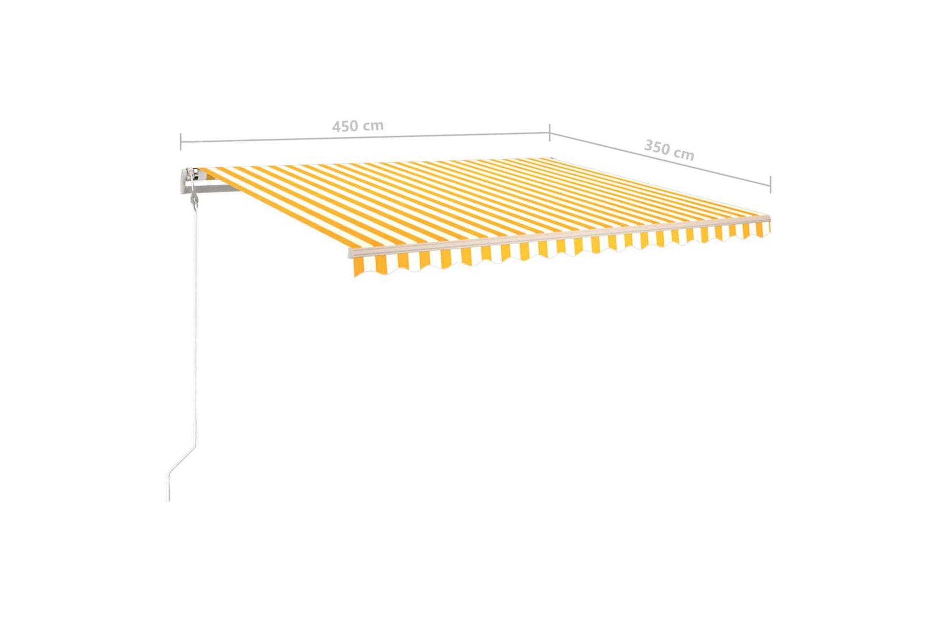 Automatisk markise med vindsensor og LED 450x350 cm gul/hvit - Gul - Hagemøbler - Solbeskyttelse - Markiser - Balkongmarkise