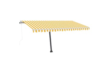 Automatisk markise med vindsensor og LED 450x350 cm gul/hvit - Gul - Hagemøbler - Solbeskyttelse - Markiser - Balkongmarkise