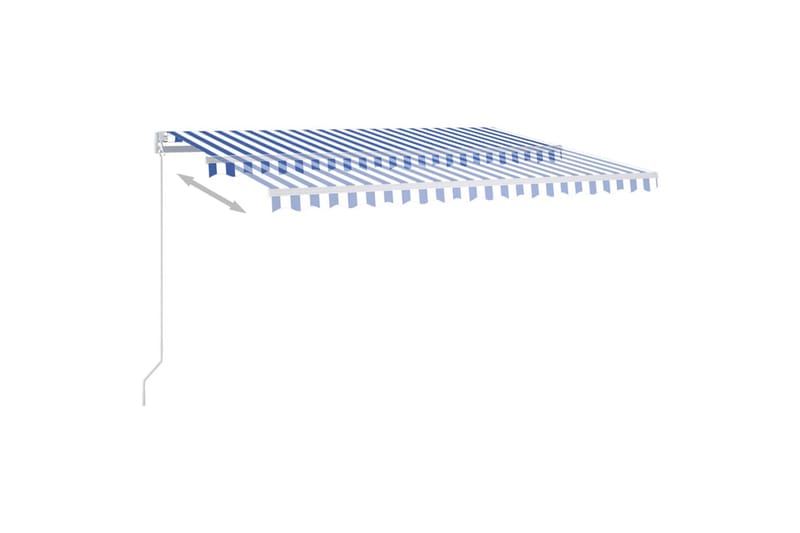 Automatisk markise med vindsensor og LED 4x3 m blå og hvit - Blå - Balkongmarkise - Markiser - Terrassemarkise