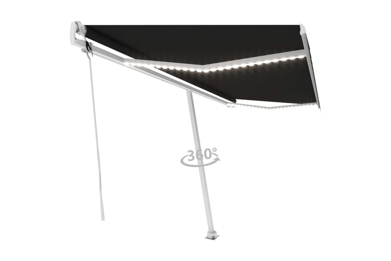 Automatisk markise med vindsensor og LED 500x300 cm - Antrasittgrå - Hagemøbler - Solbeskyttelse - Markiser - Balkongmarkise