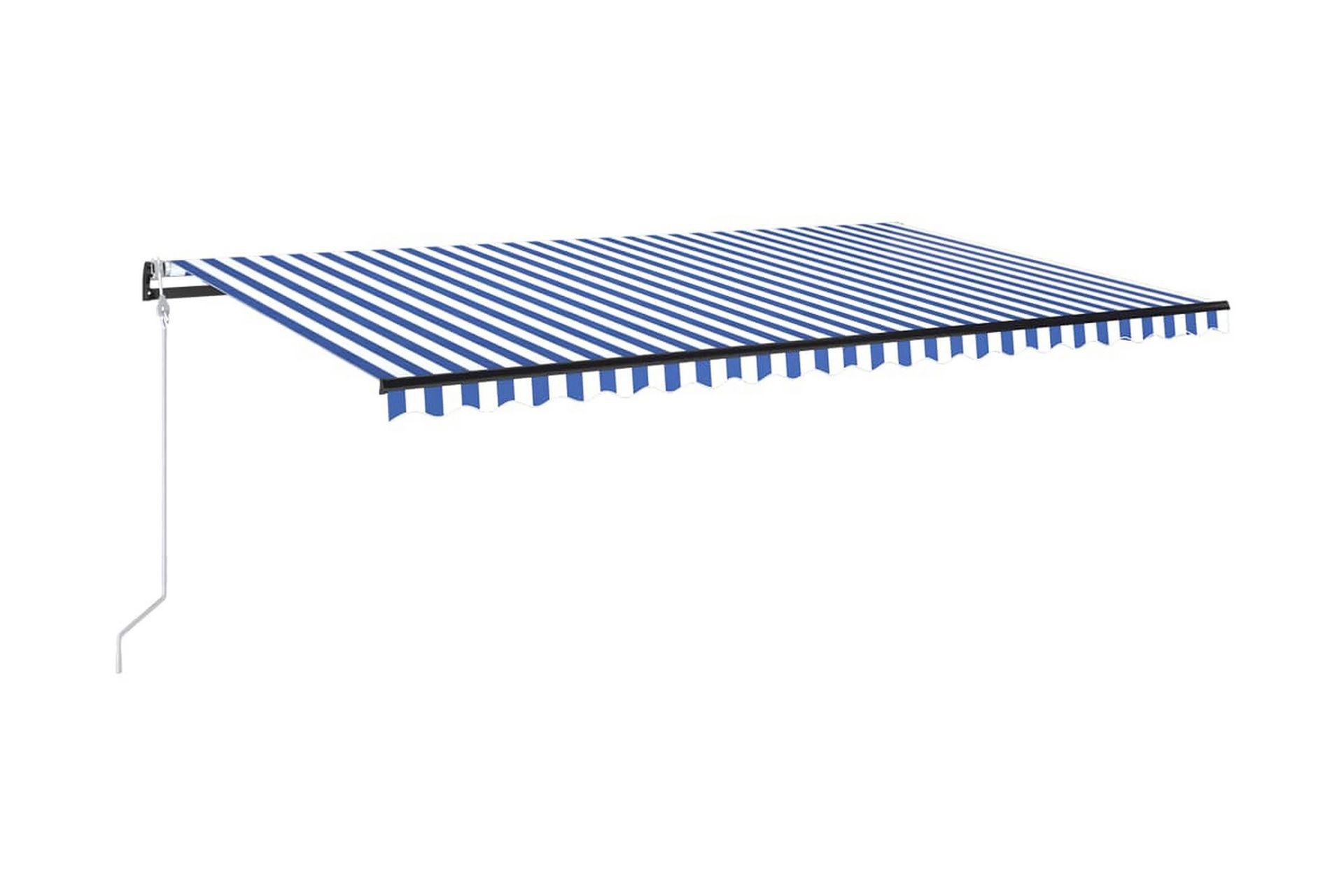 Automatisk markise med vindsensor og LED 500x300 cm blå og h - Blå - Hagemøbler - Solbeskyttelse - Markiser - Balkongmarkise