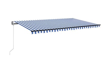 Automatisk markise med vindsensor og LED 500x300 cm blå og h - Blå - Hagemøbler - Solbeskyttelse - Markiser - Balkongmarkise