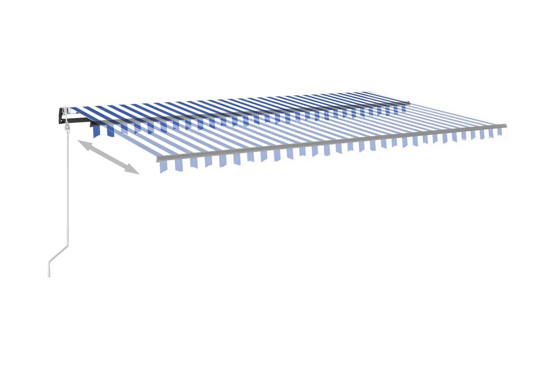 Automatisk markise med vindsensor og LED 500x300 cm blå og h - Blå - Hagemøbler - Solbeskyttelse - Markiser - Balkongmarkise