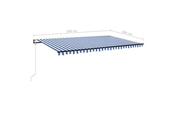 Automatisk markise med vindsensor og LED 500x300 cm blå og h - Blå - Hagemøbler - Solbeskyttelse - Markiser - Balkongmarkise