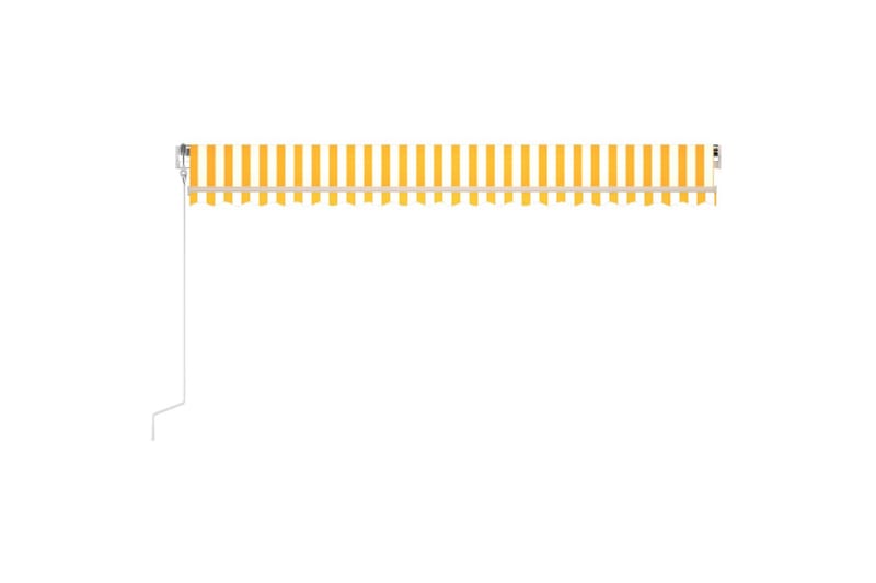 Automatisk markise med vindsensor og LED 500x300 cm gul/hvit - Gul - Balkongmarkise - Markiser - Terrassemarkise