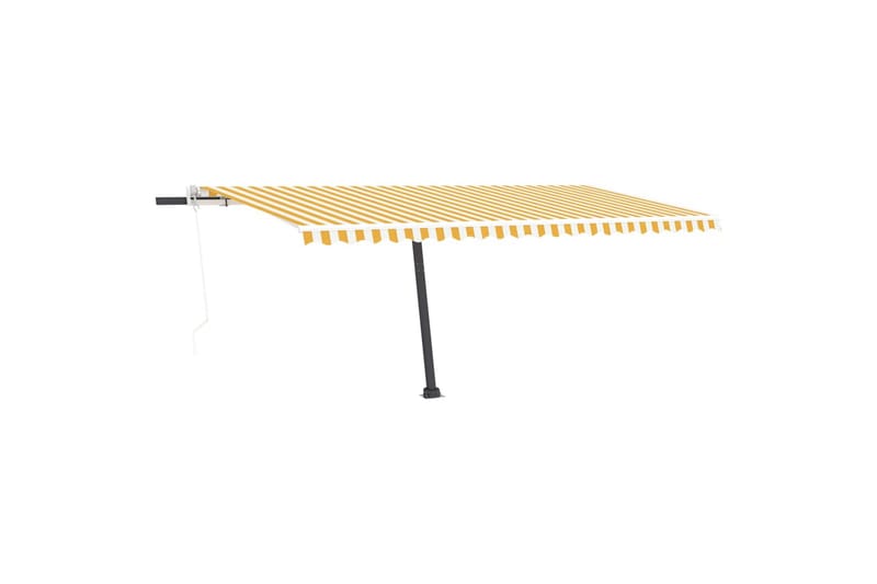 Automatisk markise med vindsensor og LED 500x300 cm gul/hvit - Gul - Hagemøbler - Solbeskyttelse - Markiser - Balkongmarkise