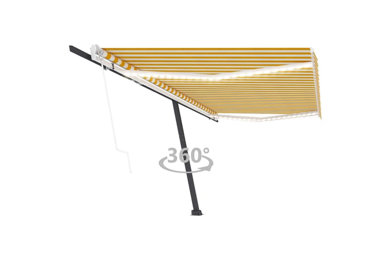 Automatisk markise med vindsensor og LED 500x300 cm gul/hvit - Gul - Hagemøbler - Solbeskyttelse - Markiser - Balkongmarkise