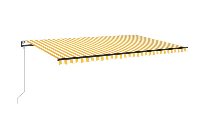 Automatisk markise med vindsensor og LED 500x300 cm gul/hvit - Gul - Hagemøbler - Solbeskyttelse - Markiser - Balkongmarkise