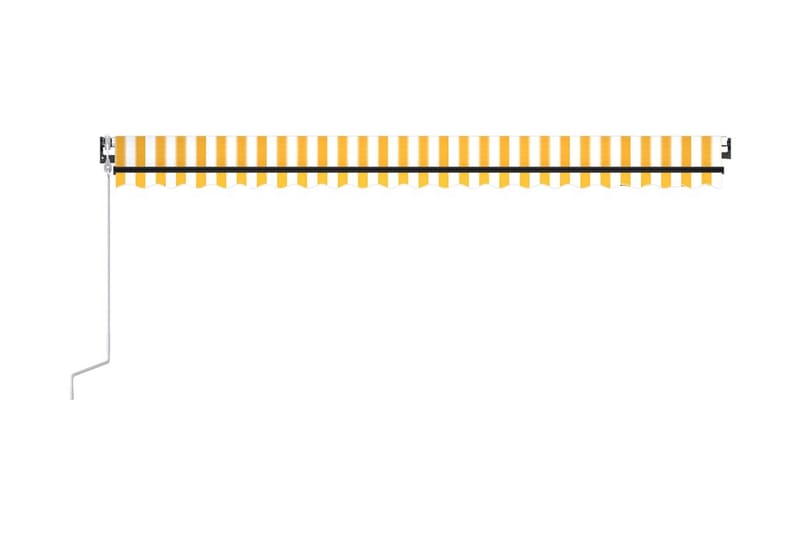Automatisk markise med vindsensor og LED 500x300 cm gul/hvit - Gul - Balkongmarkise - Markiser - Terrassemarkise