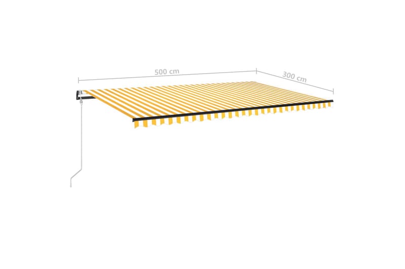 Automatisk markise med vindsensor og LED 500x300 cm gul/hvit - Gul - Balkongmarkise - Markiser - Terrassemarkise