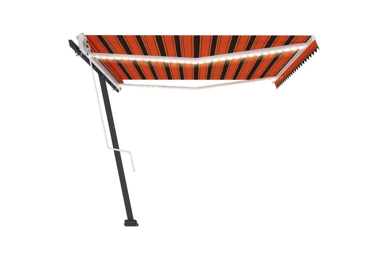 Automatisk markise med vindsensor og LED 500x300cm oransje/b - Oransj - Balkongmarkise - Markiser - Terrassemarkise