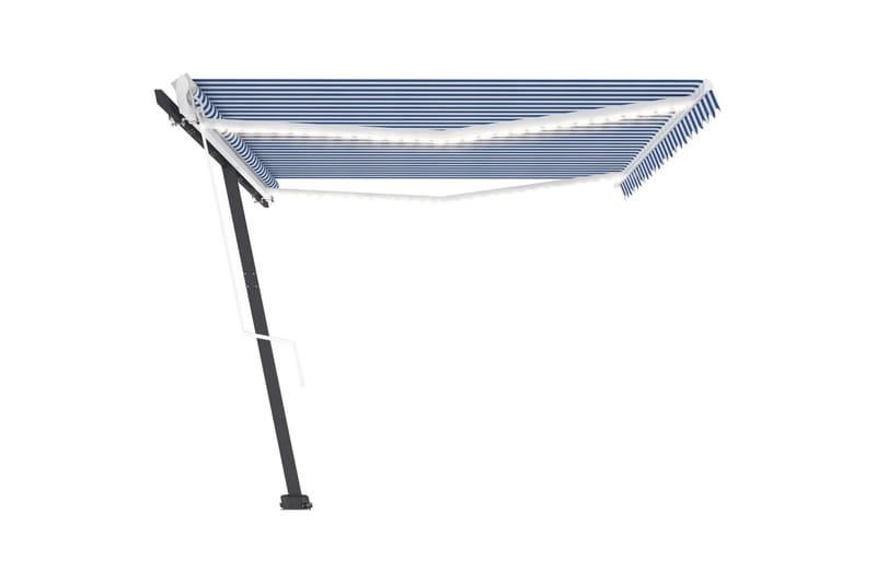 Automatisk markise med vindsensor og LED 500x350 cm blå og h - Blå - Hagemøbler - Solbeskyttelse - Markiser - Balkongmarkise
