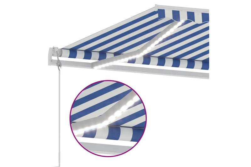 Automatisk markise med vindsensor og LED 500x350 cm - Blå - Hagemøbler - Solbeskyttelse - Markiser - Balkongmarkise