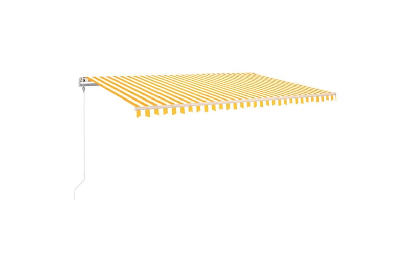 Automatisk markise med vindsensor og LED 500x350 cm gul/hvit - Gul - Hagemøbler - Solbeskyttelse - Markiser - Balkongmarkise