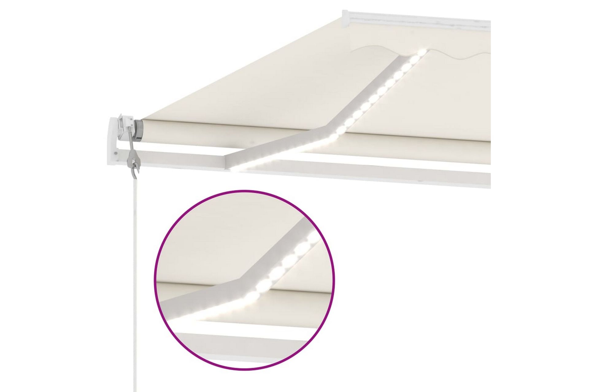 Automatisk markise med vindsensor og LED 500x350 cm - Krem - Hagemøbler - Solbeskyttelse - Markiser - Balkongmarkise