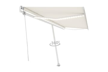 Automatisk markise med vindsensor og LED 500x350 cm - Krem - Hagemøbler - Solbeskyttelse - Markiser - Balkongmarkise