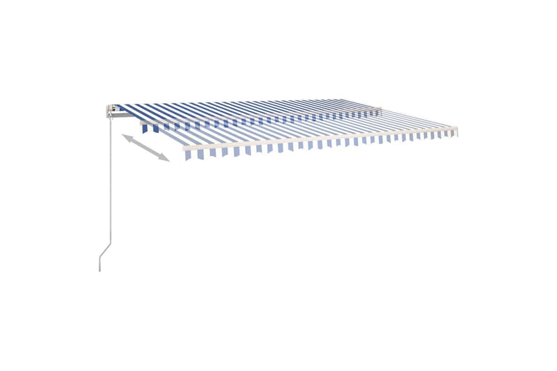 Automatisk markise med vindsensor og LED 5x3,5 m blå og hvit - Blå - Balkongmarkise - Markiser - Terrassemarkise