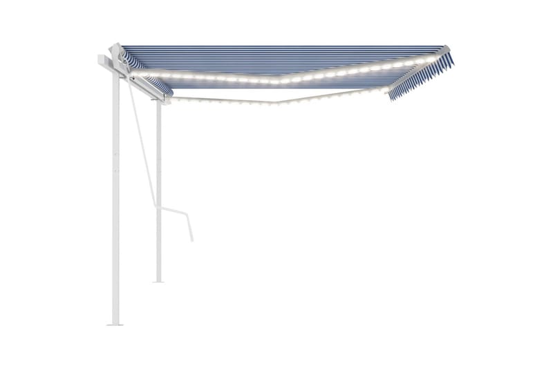Automatisk markise med vindsensor og LED 5x3,5 m blå og hvit - Blå - Balkongmarkise - Markiser - Terrassemarkise