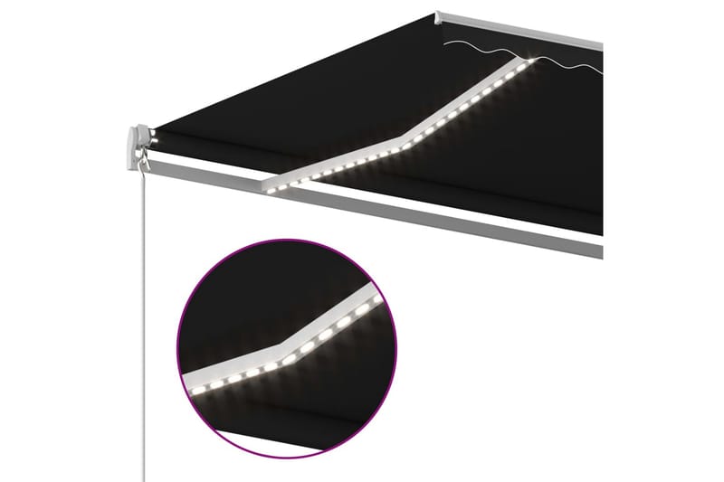 Automatisk markise med vindsensor og LED 600x300 cm antrasit - Antrasittgrå - Hagemøbler - Solbeskyttelse - Markiser - Balkongmarkise