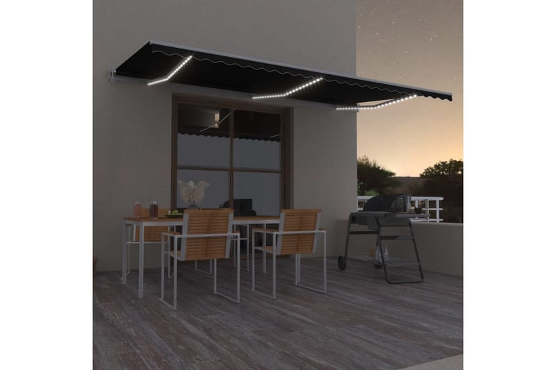Automatisk markise med vindsensor og LED 600x300 cm - Antrasittgrå - Hagemøbler - Solbeskyttelse - Markiser - Balkongmarkise