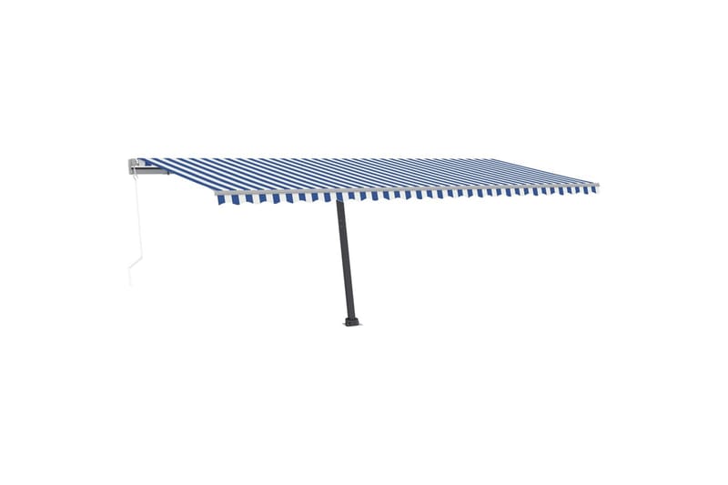 Automatisk markise med vindsensor og LED 600x300 cm blå og h - Blå - Balkongmarkise - Markiser - Terrassemarkise
