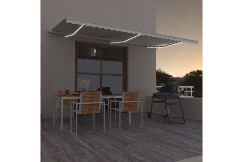 Automatisk markise med vindsensor og LED 600x300 cm kremhvit - Krem - Hagemøbler - Solbeskyttelse - Markiser - Balkongmarkise