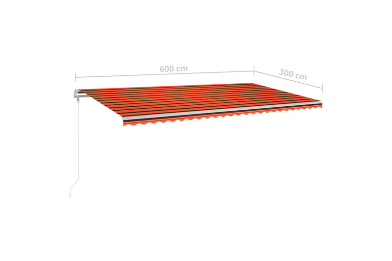 Automatisk markise med vindsensor og LED 600x300cm - Oransj - Hagemøbler - Solbeskyttelse - Markiser - Balkongmarkise