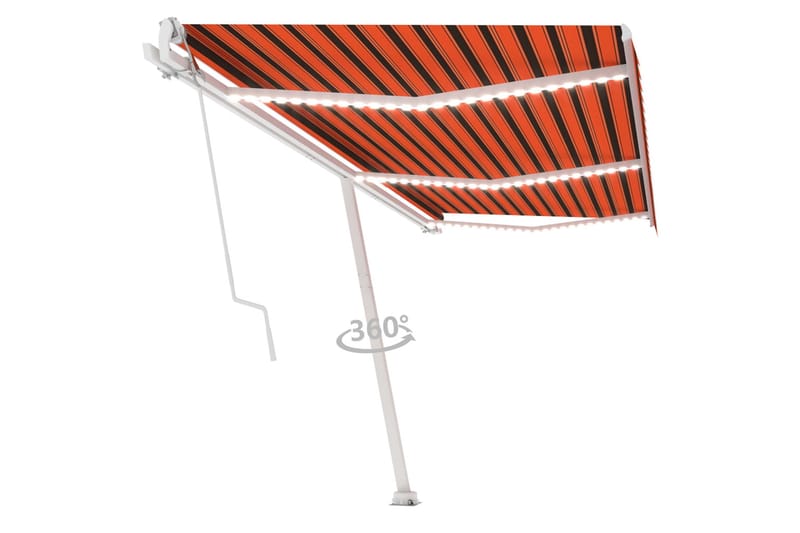 Automatisk markise med vindsensor og LED 600x300cm - Oransj - Hagemøbler - Solbeskyttelse - Markiser - Balkongmarkise