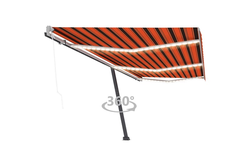 Automatisk markise med vindsensor og LED 600x300cm oransje/b - Oransj - Hagemøbler - Solbeskyttelse - Markiser - Balkongmarkise