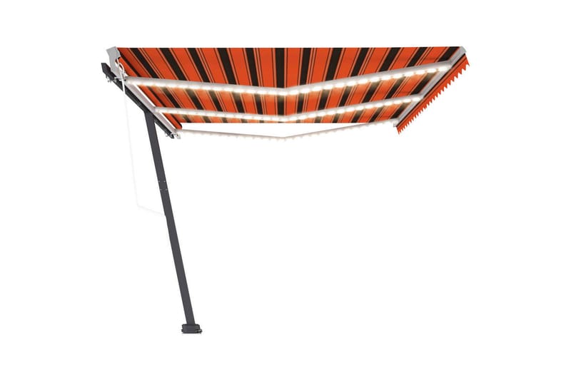 Automatisk markise med vindsensor og LED 600x300cm oransje/b - Oransj - Hagemøbler - Solbeskyttelse - Markiser - Balkongmarkise