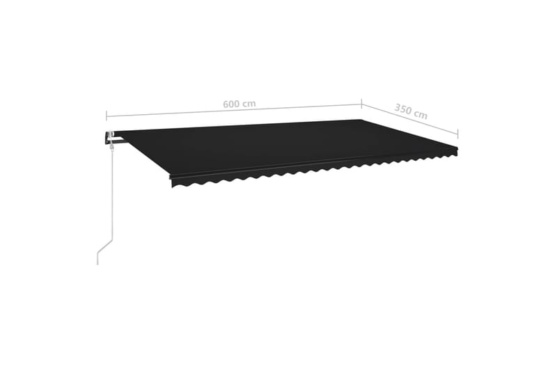 Automatisk markise med vindsensor og LED 600x350 cm antrasit - Antrasittgrå - Hagemøbler - Solbeskyttelse - Markiser - Balkongmarkise