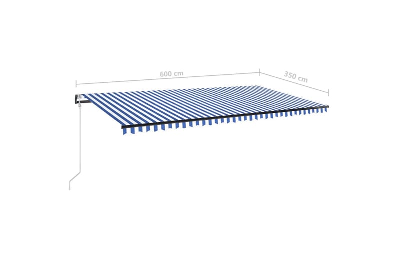 Automatisk markise med vindsensor og LED 600x350 cm blå og h - Blå - Balkongmarkise - Markiser - Terrassemarkise