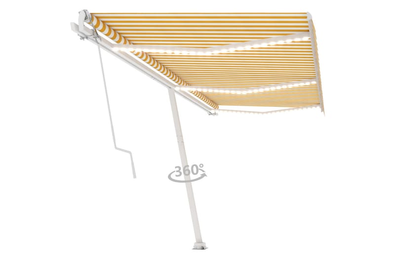 Automatisk markise med vindsensor og LED 600x350 cm - Gul - Hagemøbler - Solbeskyttelse - Markiser - Balkongmarkise