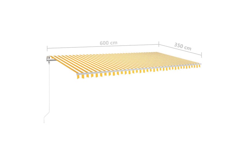Automatisk markise med vindsensor og LED 600x350 cm gul/hvit - Gul - Hagemøbler - Solbeskyttelse - Markiser - Balkongmarkise