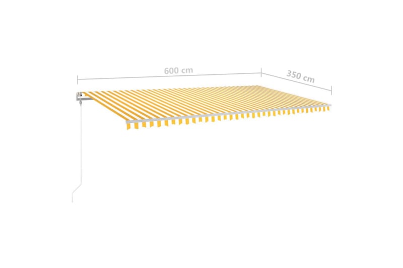 Automatisk markise med vindsensor og LED 600x350 cm gul/hvit - Gul - Balkongmarkise - Markiser - Terrassemarkise