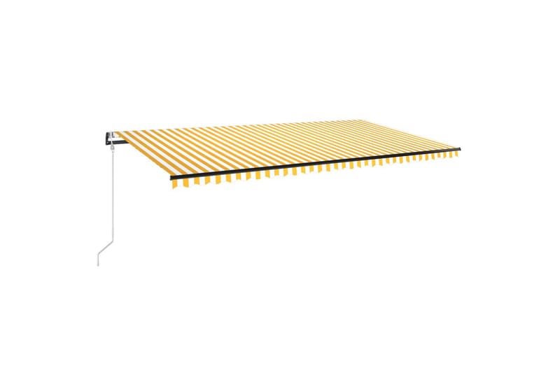 Automatisk markise med vindsensor og LED 600x350 cm gul/hvit - Gul - Hagemøbler - Solbeskyttelse - Markiser - Balkongmarkise