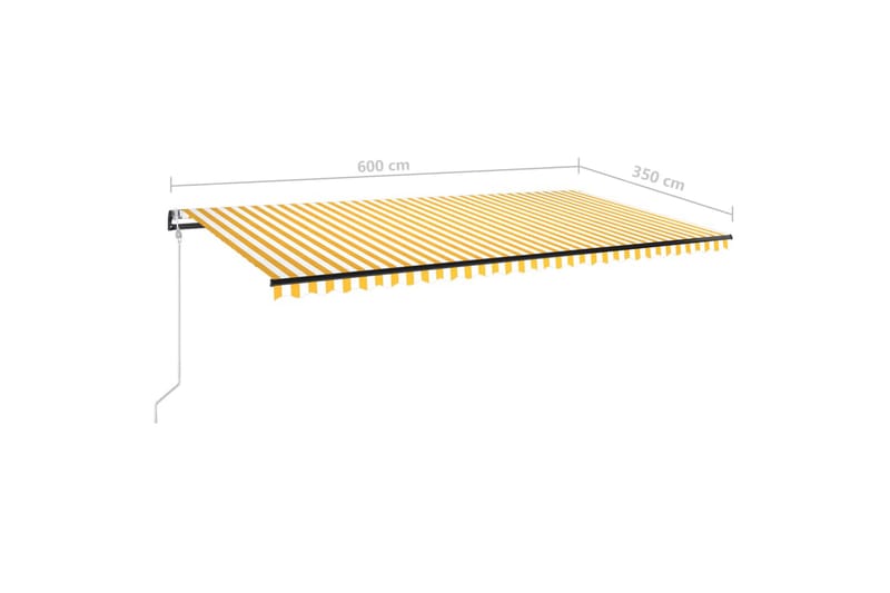 Automatisk markise med vindsensor og LED 600x350 cm gul/hvit - Gul - Hagemøbler - Solbeskyttelse - Markiser - Balkongmarkise