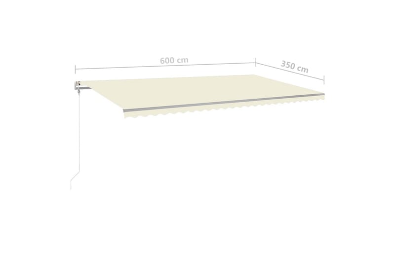 Automatisk markise med vindsensor og LED 600x350 cm kremhvit - Krem - Hagemøbler - Solbeskyttelse - Markiser - Balkongmarkise