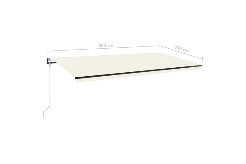 Automatisk markise med vindsensor og LED 600x350 cm kremhvit - Krem - Hagemøbler - Solbeskyttelse - Markiser - Balkongmarkise