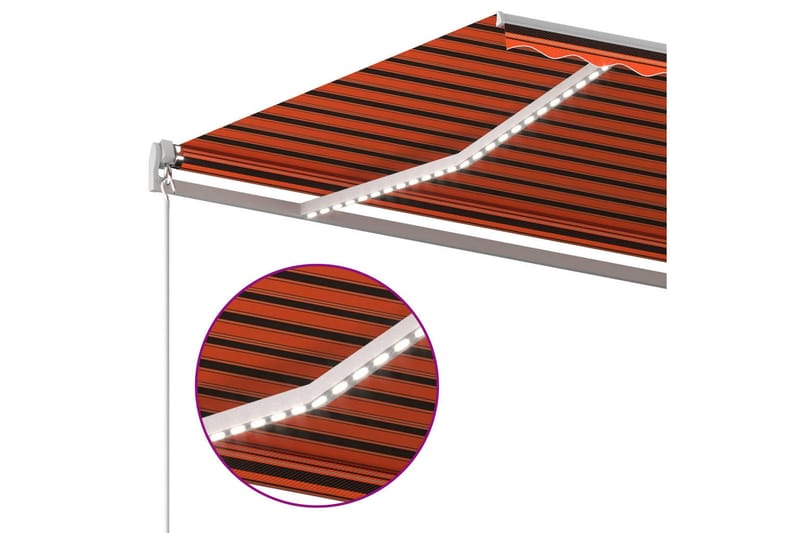 Automatisk markise med vindsensor og LED 6x3 m - Oransj - Balkongmarkise - Markiser - Terrassemarkise