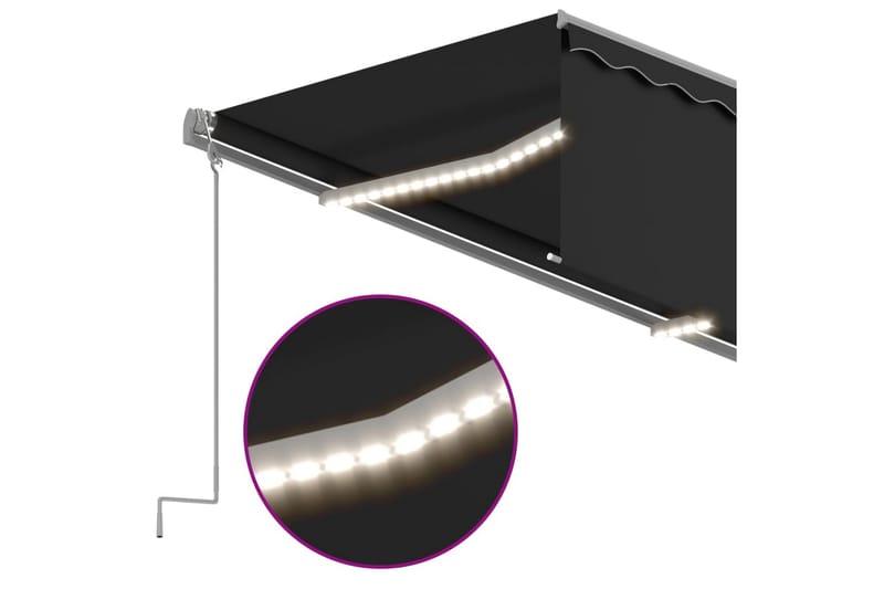 Automatisk markise rullegardin LED vindsensor 3x2,5 m - Antrasittgrå - Hagemøbler - Solbeskyttelse - Markiser - Vindusmarkise