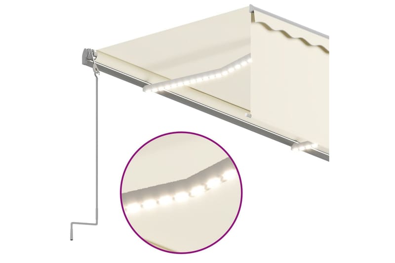 Automatisk markise rullegardin LED vindsensor 3x2,5 m - Krem - Hagemøbler - Solbeskyttelse - Markiser - Vindusmarkise