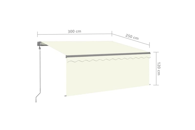 Automatisk markise rullegardin LED vindsensor 3x2,5 m - Krem - Hagemøbler - Solbeskyttelse - Markiser - Vindusmarkise