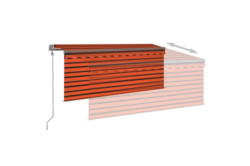 Automatisk markise rullegardin LED vindsensor 3x2,5m - Oransj - Hagemøbler - Solbeskyttelse - Markiser - Vindusmarkise