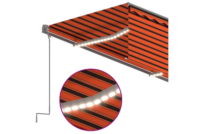 Automatisk markise rullegardin LED vindsensor 3x2,5m - Oransj - Hagemøbler - Solbeskyttelse - Markiser - Vindusmarkise