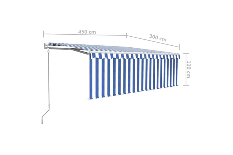 Automatisk markise rullegardin LED vindsensor 4,5x3 m - Blå - Vindusmarkise - Markiser - Solbeskyttelse vindu